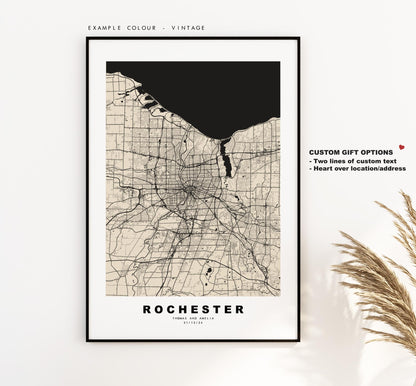 Rochester Map Print (New York) - City Map Poster - Map Art - USA City Maps - Rochester Print - Poster - Minimalist City Map - New York