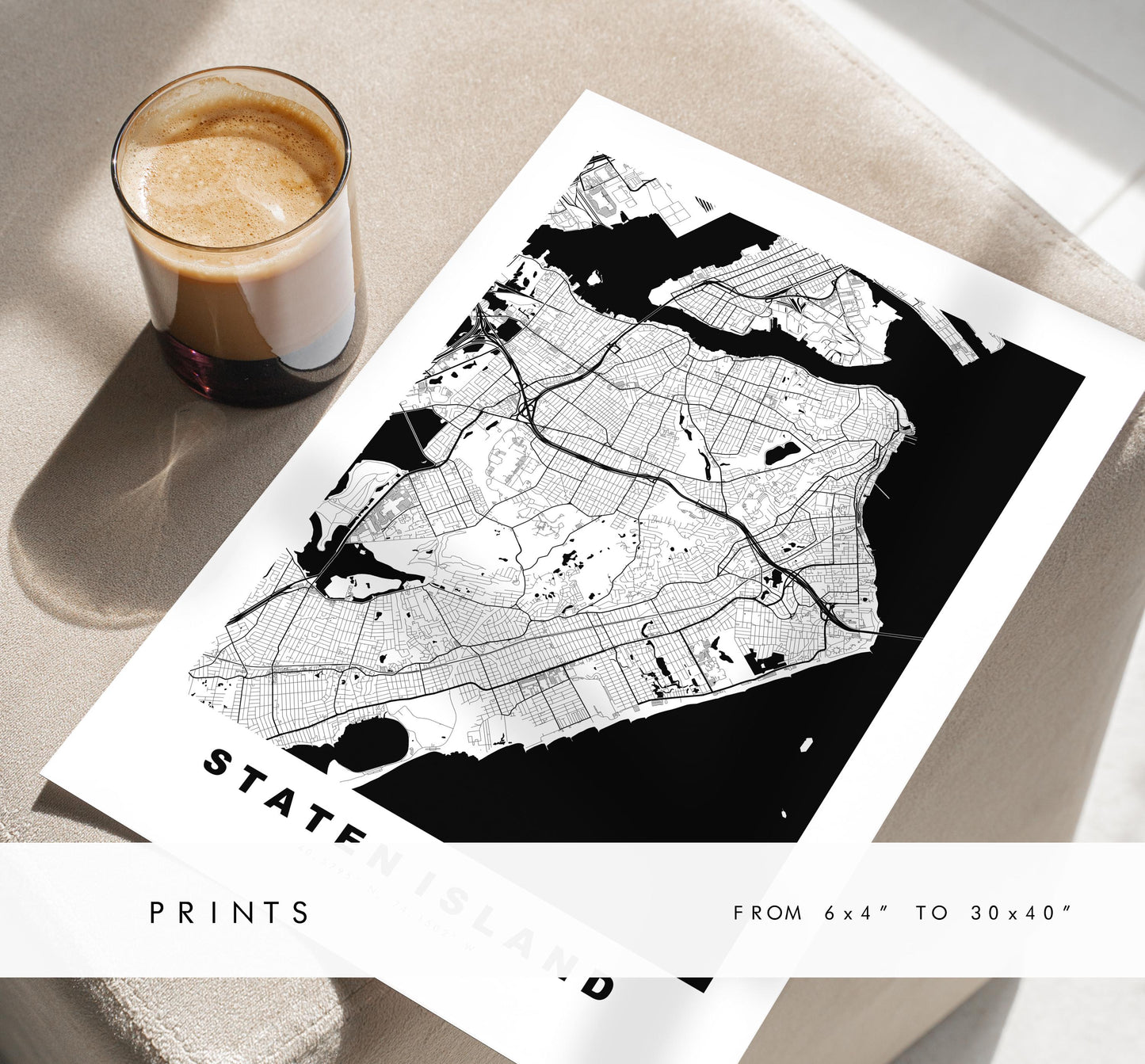 Staten Island Map Print - City Map Poster - Map Art - USA City Maps - Staten Island Print - Poster - Minimalist City Map - New York