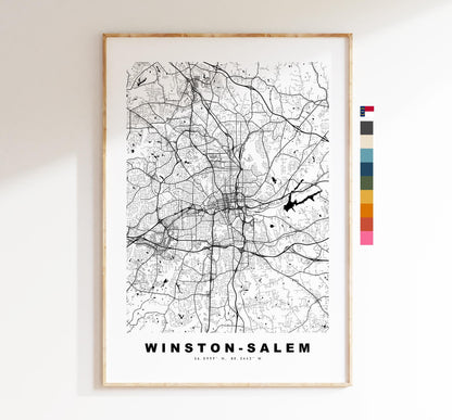 Winston-Salem Map Print - City Map Poster - Map Art - USA City Maps - Winston-Salem Print - Poster - Minimalist City Map - North Carolina