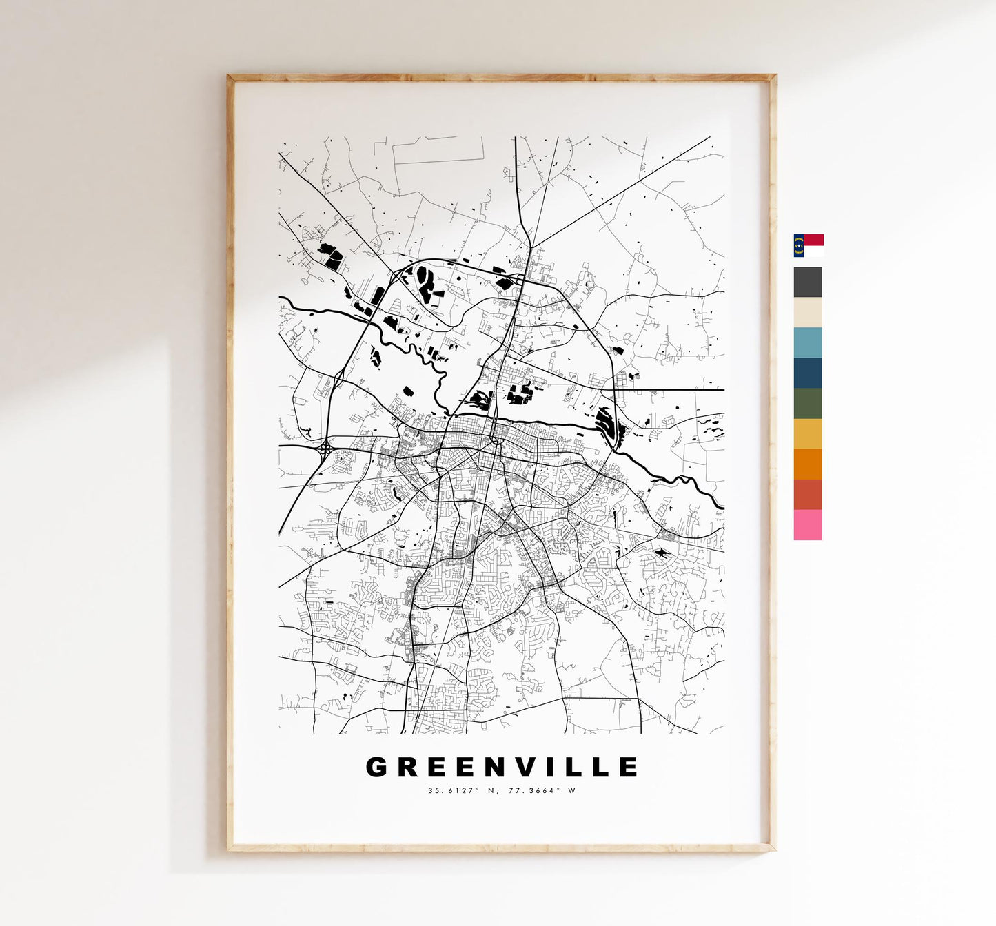 Greenville Map Print (NC) - City Map Poster - Map Art - USA City Maps - Greenville Print - Poster - Minimalist City Map - North Carolina