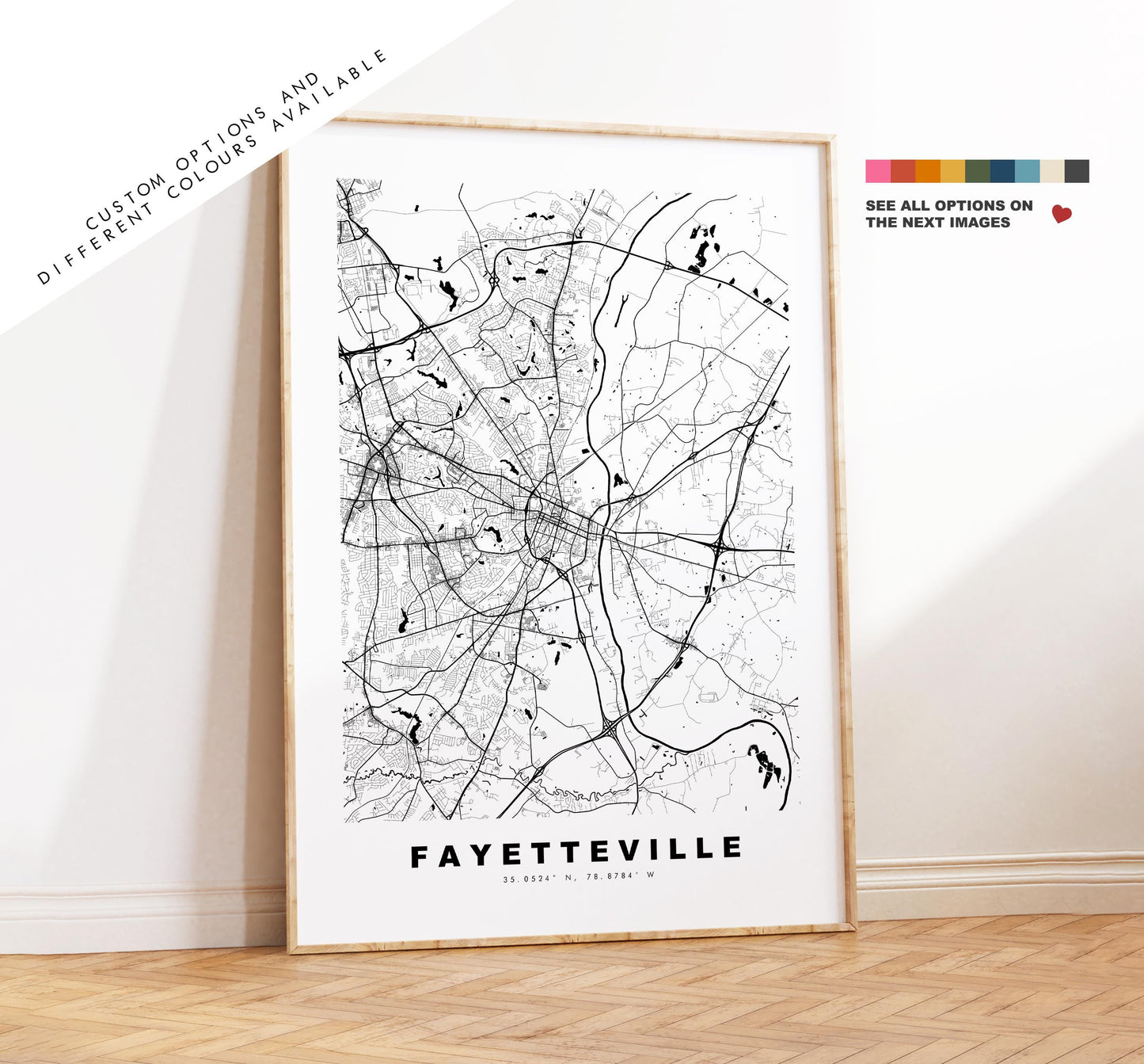 Fayetteville Map Print - City Map Poster - Map Art - USA City Maps - Fayetteville Print - Poster - Minimalist City Map - North Carolina