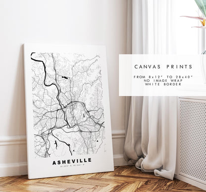 Asheville Map Print - City Map Poster - Map Art - USA City Maps - Asheville Print - Asheville Poster - Minimalist City Map - North Carolina