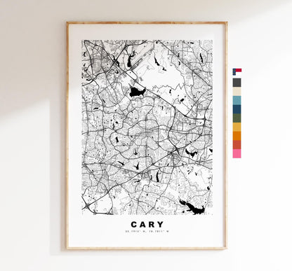 Cary Map Print - City Map Poster - Map Art - USA City Maps - Cary Print - Cary Poster - Minimalist City Map - North Carolina