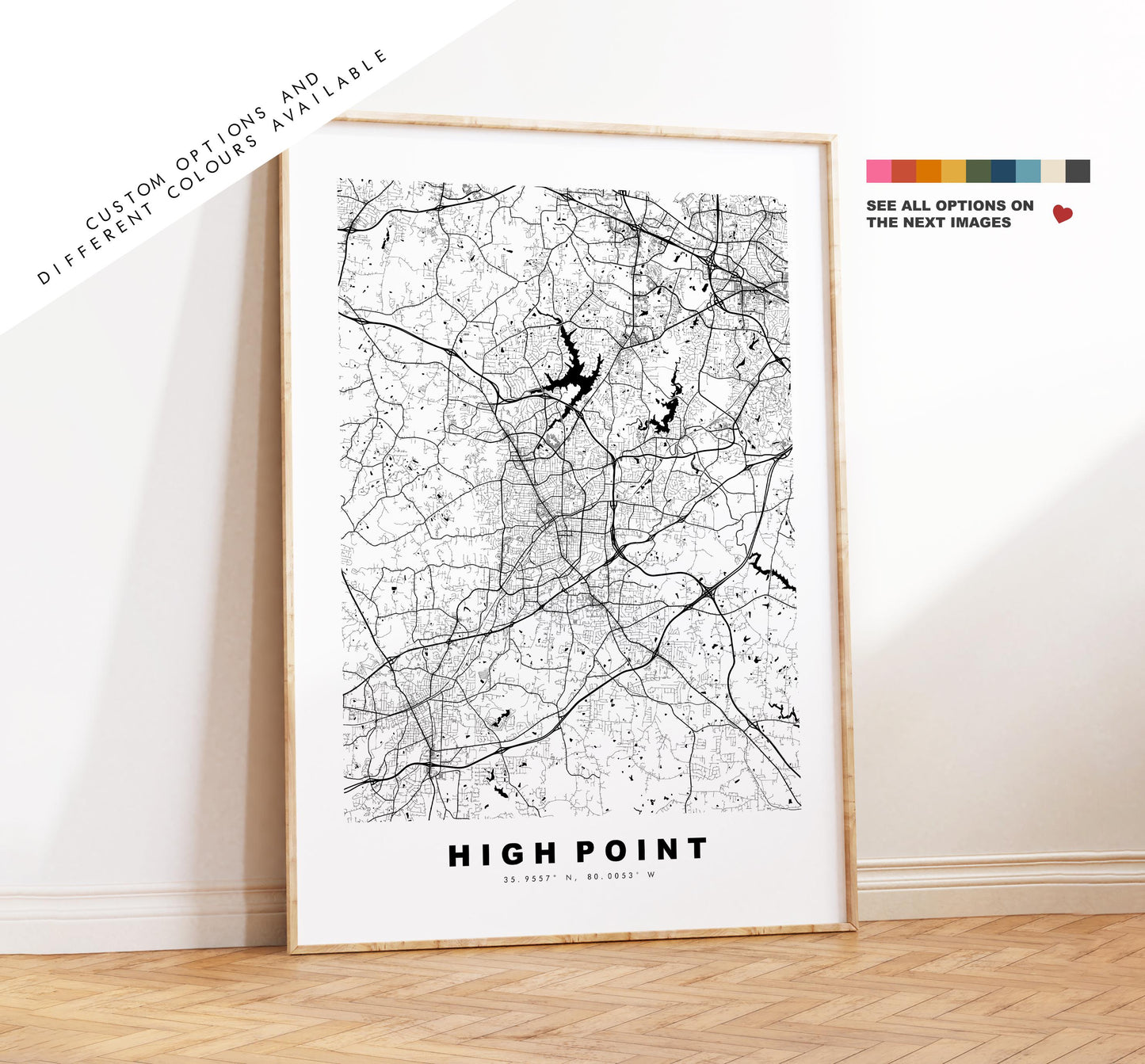 High Point Map Print - City Map Poster - Map Art - USA City Maps - High Point Print - Poster - Minimalist City Map - North Carolina