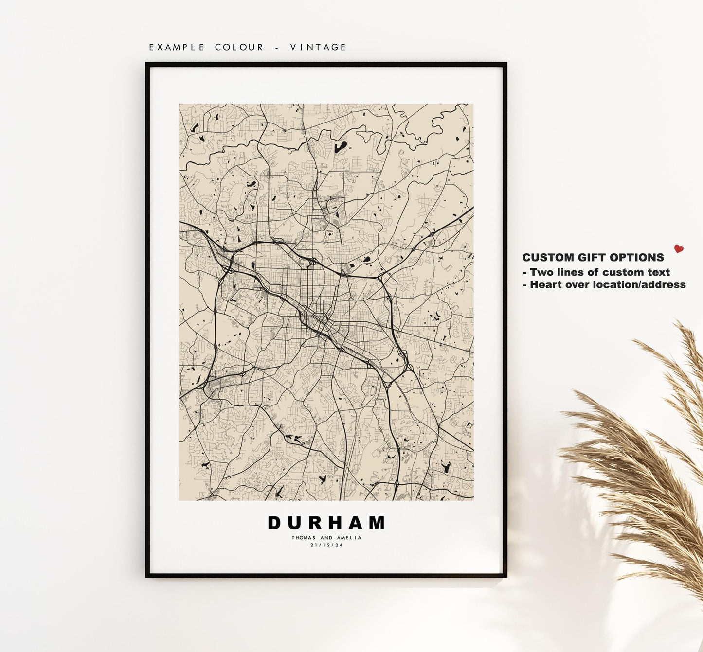 Durham Map Print (North Carolina) - City Map Poster - Map Art - USA City Maps - Print - Poster - Minimalist City Map - North Carolina