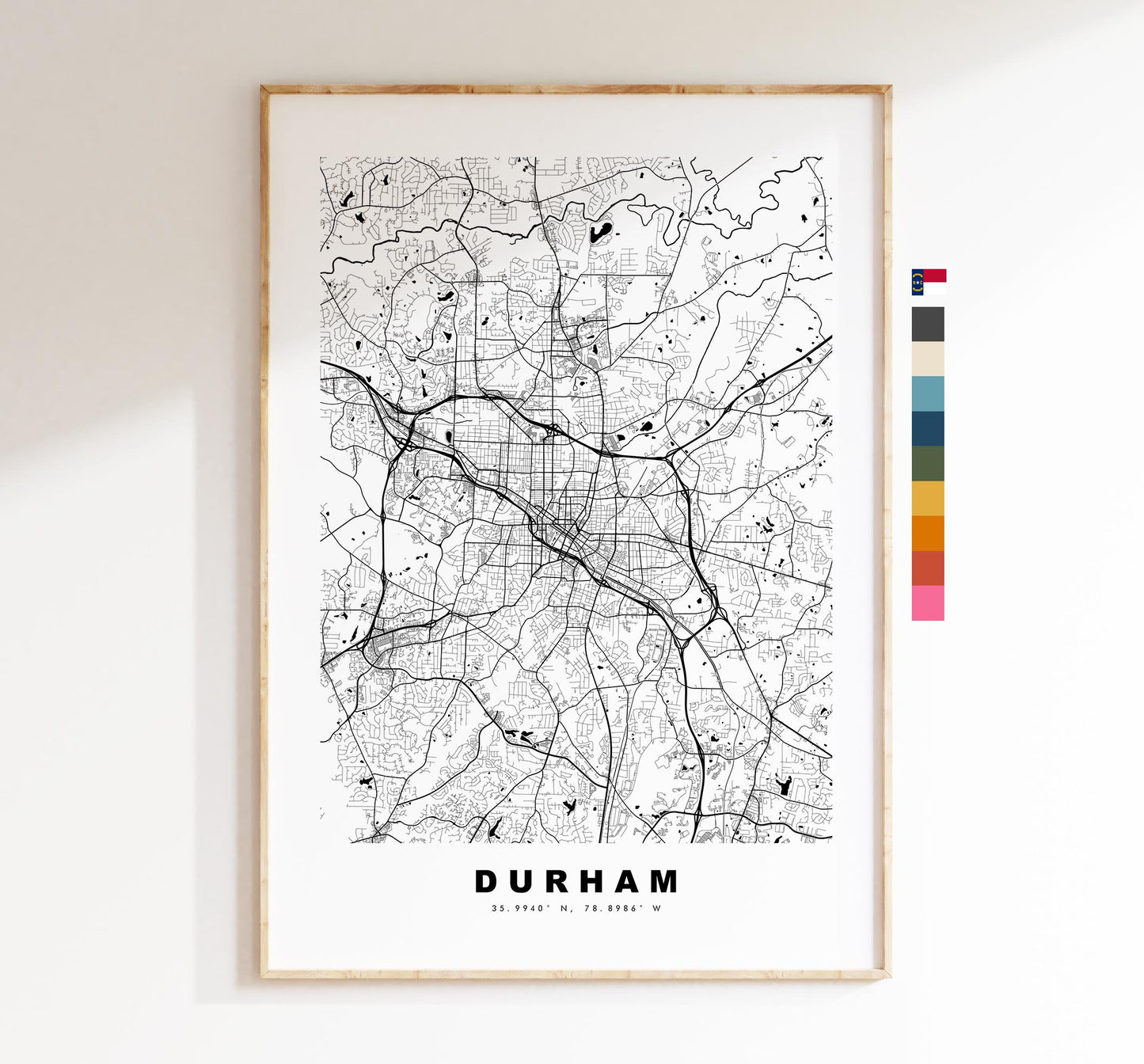 Durham Map Print (North Carolina) - City Map Poster - Map Art - USA City Maps - Print - Poster - Minimalist City Map - North Carolina