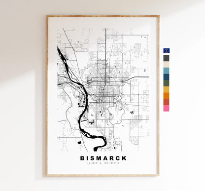 Bismarck Map Print - City Map Poster - Map Art - USA City Maps - Bismarck Print - Bismarck Poster - Minimalist City Map - North Dakota