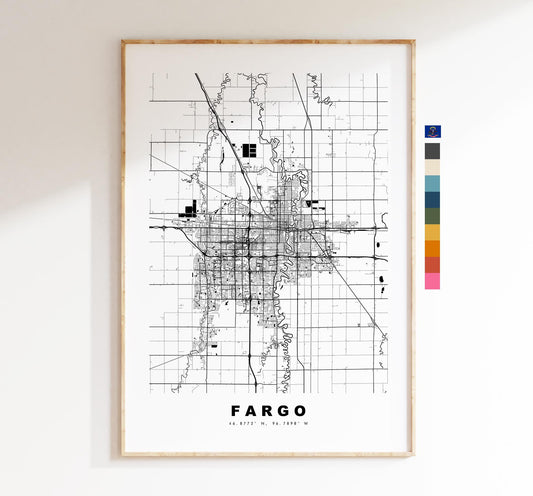 Fargo Map Print - City Map Poster - Map Art - USA City Maps - Fargo Print - Fargo Poster - Minimalist City Map - North Dakota