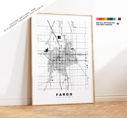 Fargo Map Print - City Map Poster - Map Art - USA City Maps - Fargo Print - Fargo Poster - Minimalist City Map - North Dakota