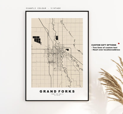 Grand Forks Map Print - City Map Poster - Map Art - USA City Maps - Grand Forks Print - Poster - Minimalist City Map - North Dakota