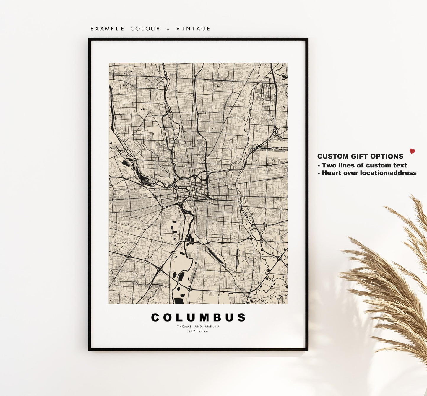 Columbus Map Print - City Map Poster - Map Art - USA City Maps - Columbus Print - Columbus Poster - Minimalist City Map - Ohio