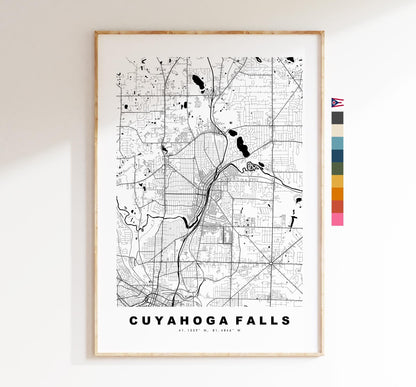 Cuyahoga Falls Map Print - City Map Poster - Map Art - USA City Maps - Cuyahoga Falls Print - Poster - Minimalist City Map - Ohio