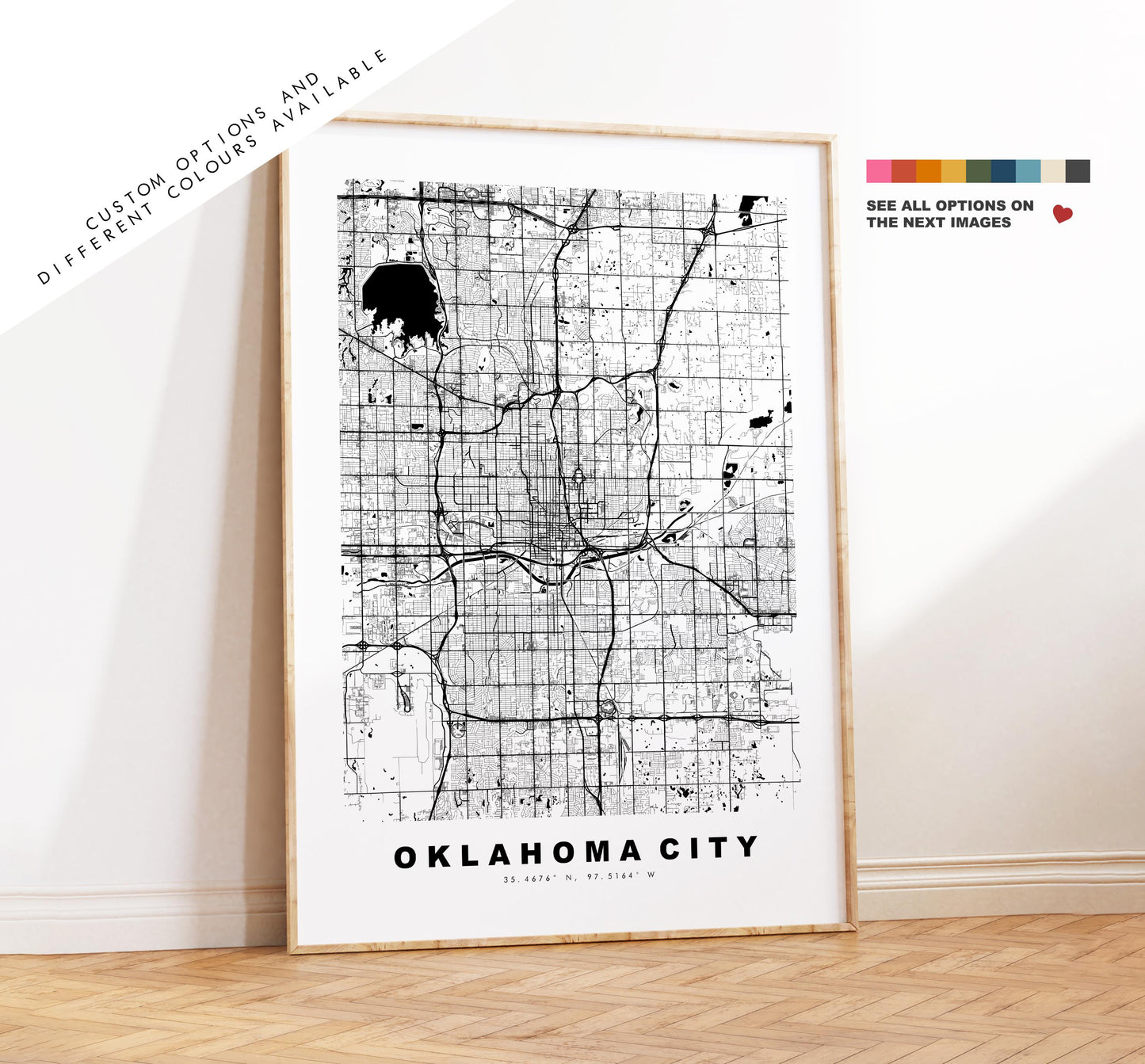 Oklahoma City Map Print - City Map Poster - Map Art - USA City Maps - Oklahoma City Print - Poster - Minimalist City Map - Oklahoma