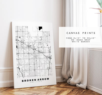 Broken Arrow Map Print - City Map Poster - Map Art - USA City Maps - Broken Arrow Print - Poster - Minimalist City Map - Oklahoma