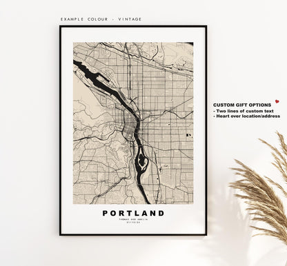 Portland Map Print - City Map Poster - Map Art - USA City Maps - Portland Print - Portland Poster - Minimalist City Map - Oregon