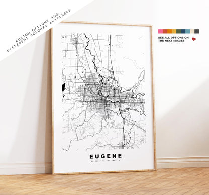 Eugene Map Print - City Map Poster - Map Art - USA City Maps - Eugene Print - Eugene Poster - Minimalist City Map - Oregon