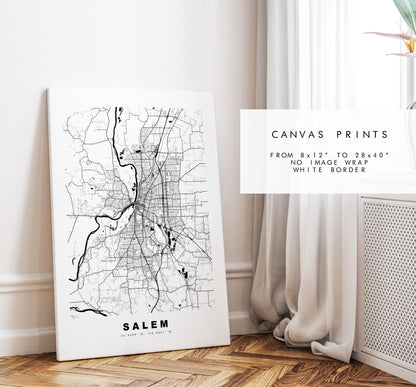 Salem Map Print - City Map Poster - Map Art - USA City Maps - Salem Print - Salem Poster - Minimalist City Map - Oregon