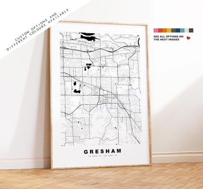 Gresham Map Print - City Map Poster - Map Art - USA City Maps - Gresham Print - Gresham Poster - Minimalist City Map - Oregon