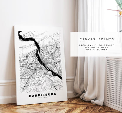 Harrisburg Map Print - City Map Poster - Map Art - USA City Maps - Harrisburg Print - Harrisburg Poster - Minimalist City Map - Pennsylvania