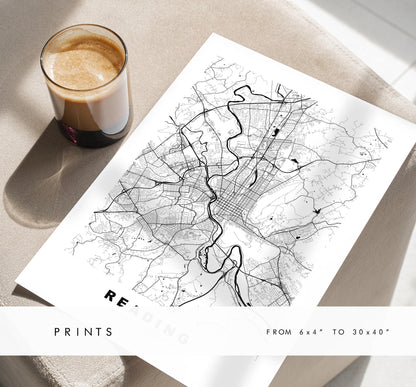 Reading Map Print  (Pennsylvania) - City Map Poster - Map Art - USA City Maps - Reading Print - Poster - Minimalist City Map - Pennsylvania