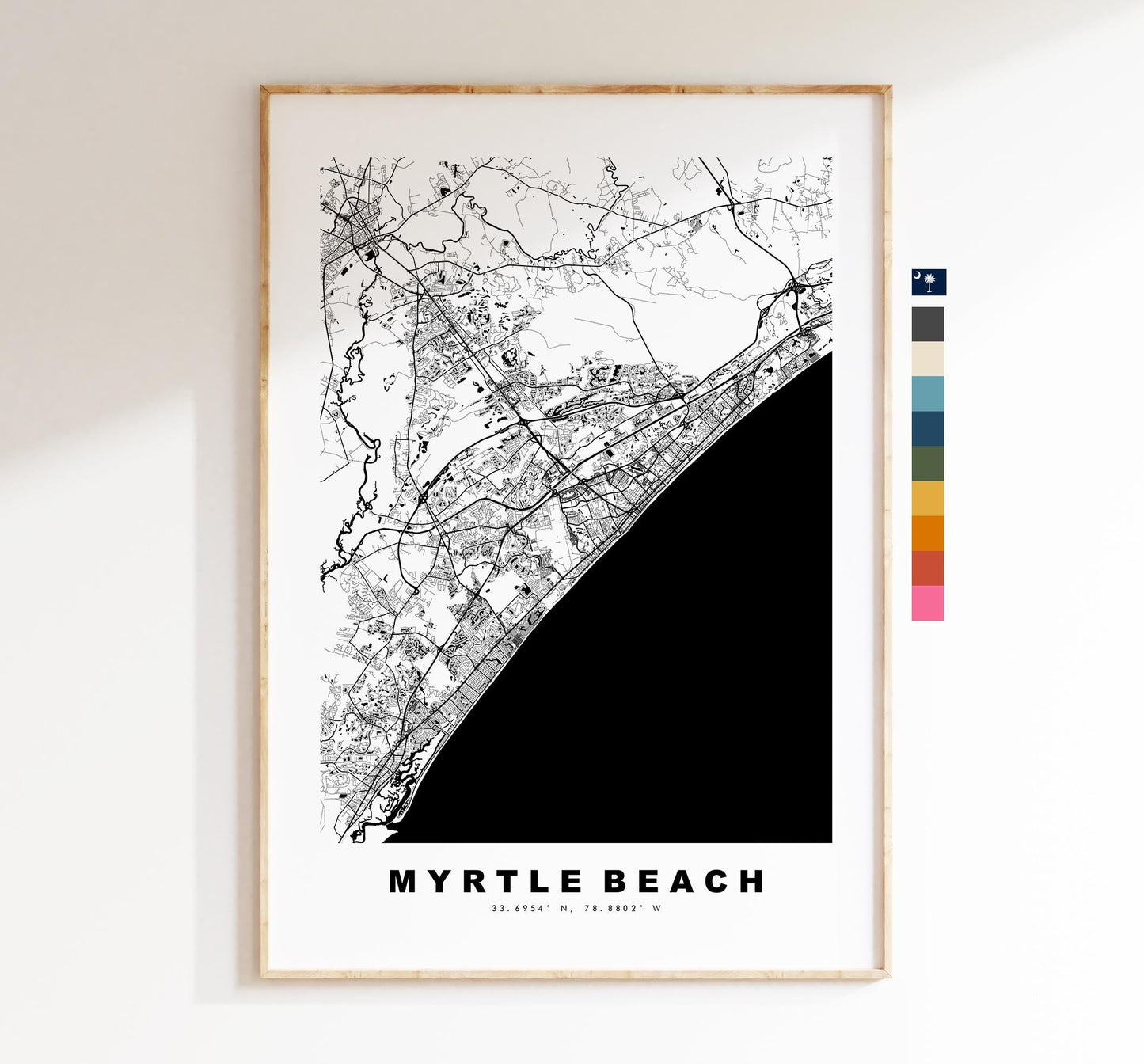 Myrtle Beach Map Print - City Map Poster - Map Art - USA City Maps - Myrtle Beach Print - Poster - Minimalist City Map - South Carolina