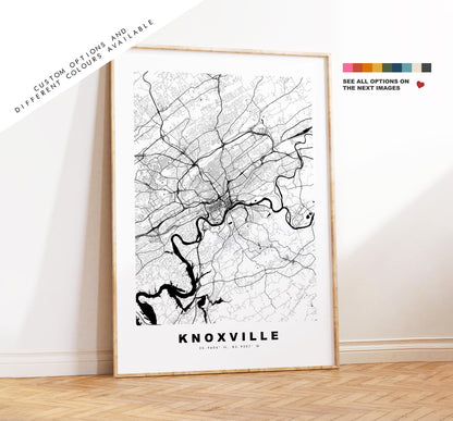 Knoxville Map Print - City Map Poster - Map Art - USA City Maps - Knoxville Print - Knoxville Poster - Minimalist City Map - Tennessee