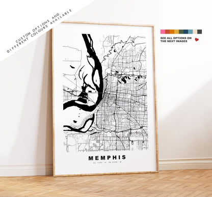 Memphis Map Print - City Map Poster - Map Art - USA City Maps - Memphis Print - Memphis Poster - Minimalist City Map - Tennessee