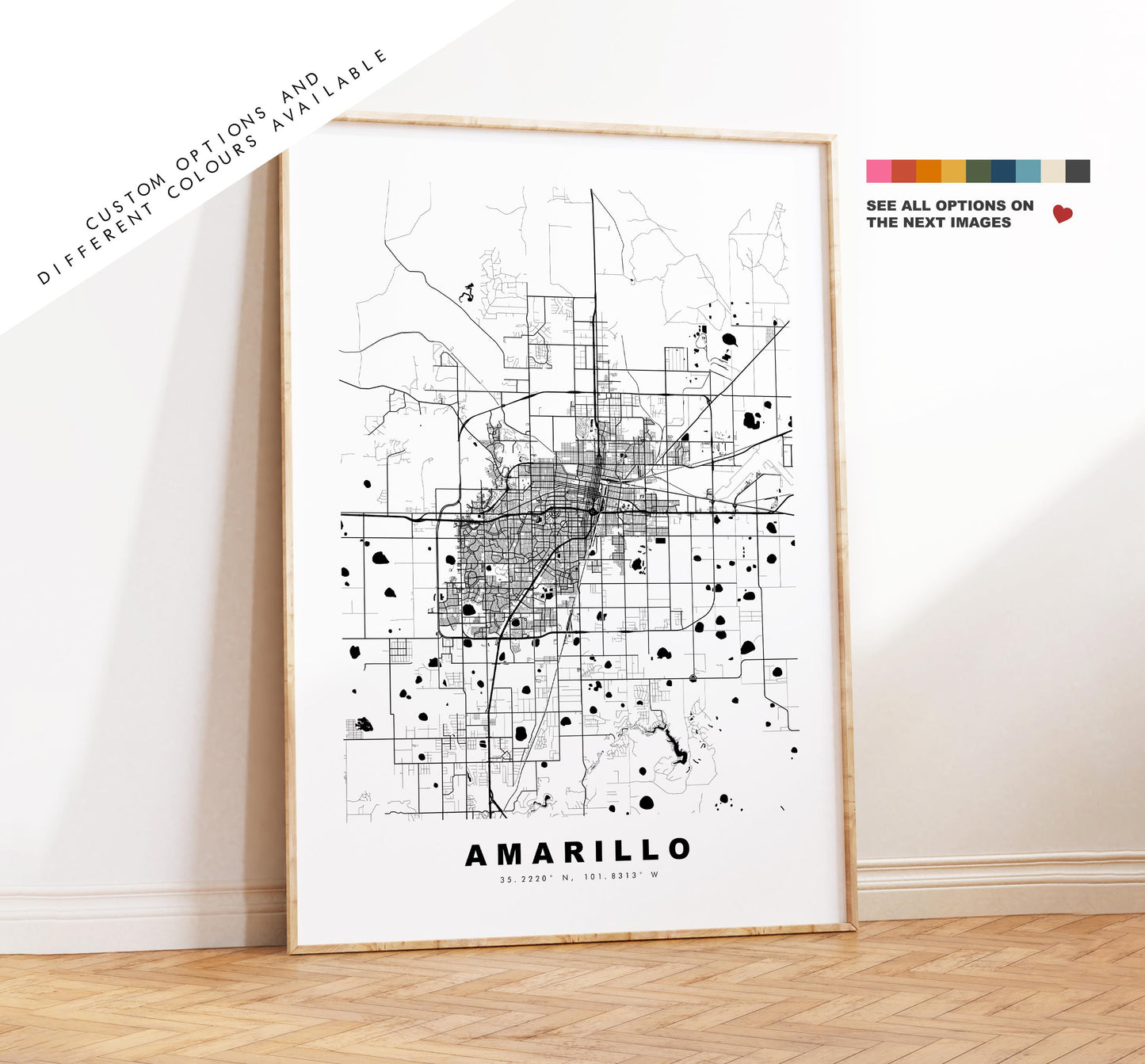 Amarillo Map Print - City Map Poster - Map Art - USA City Maps - Amarillo Print - Amarillo Poster - Minimalist City Map - Texas