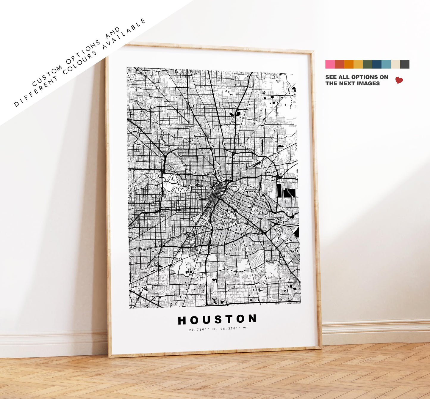 Houston Map Print - City Map Poster - Map Art - USA City Maps - Houston Print - Houston Poster - Minimalist City Map - Texas