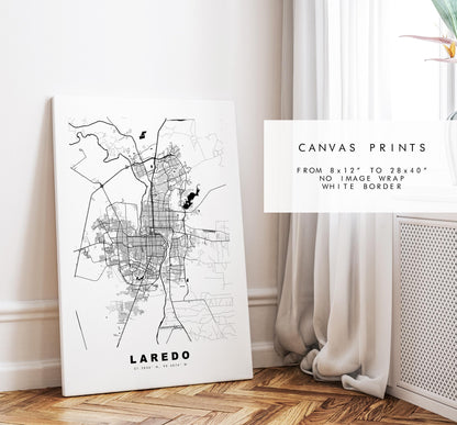 Laredo Map Print - City Map Poster - Map Art - USA City Maps - Laredo Print - Laredo Poster - Minimalist City Map - Texas