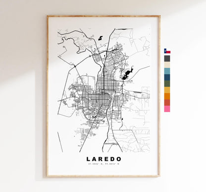 Laredo Map Print - City Map Poster - Map Art - USA City Maps - Laredo Print - Laredo Poster - Minimalist City Map - Texas