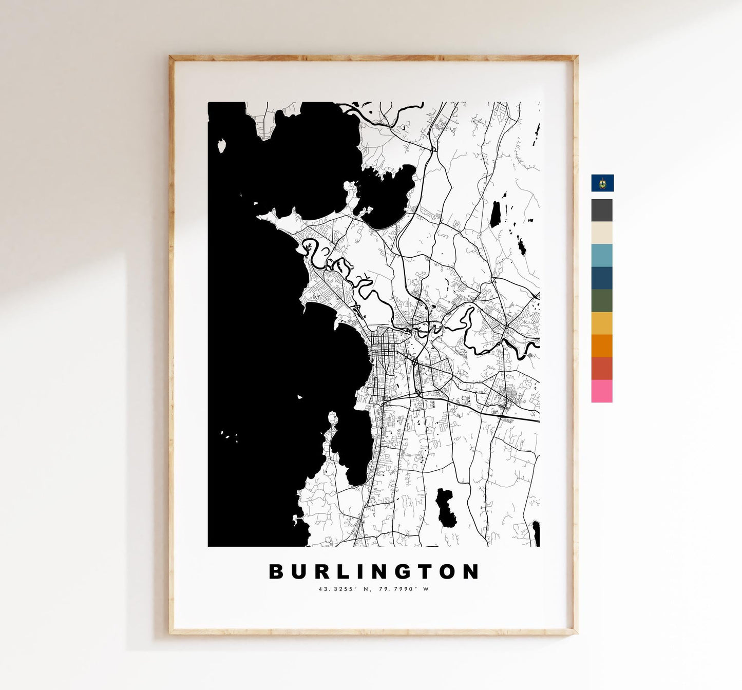 Burlington Map Print - City Map Poster - Map Art - USA City Maps - Burlington Print - Burlington Poster - Minimalist City Map - Vermont