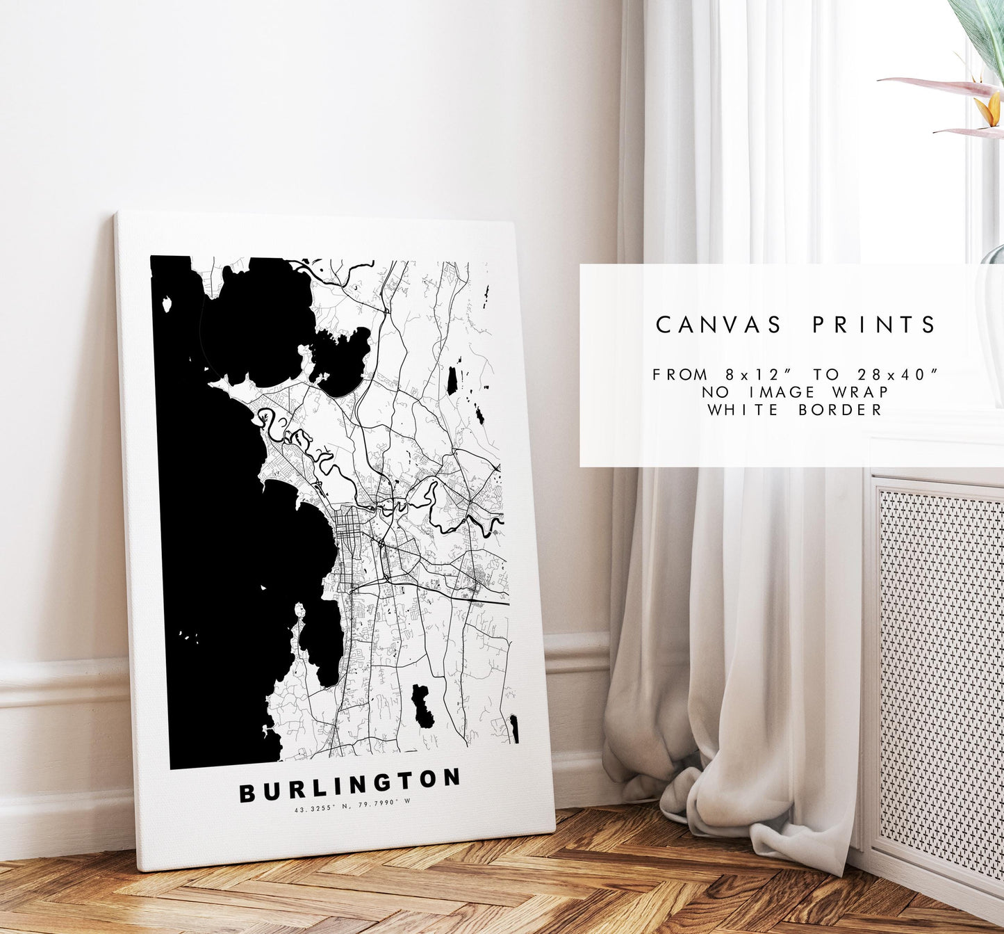 Burlington Map Print - City Map Poster - Map Art - USA City Maps - Burlington Print - Burlington Poster - Minimalist City Map - Vermont