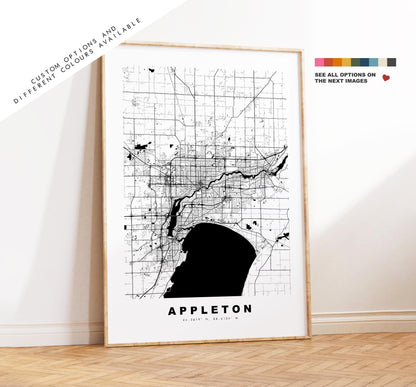 Appleton Map Print - City Map Poster - Map Art - USA City Maps - Appleton Print - Appleton Poster - Minimalist City Map - Wisconsin