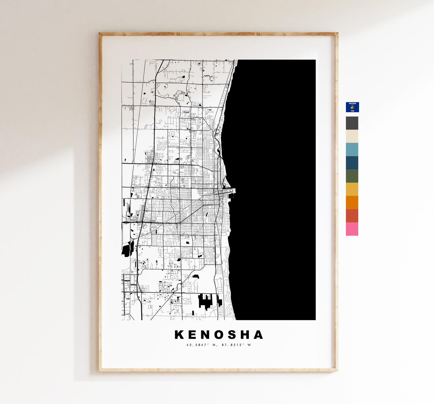 Kenosha Map Print - City Map Poster - Map Art - USA City Maps - Kenosha Print - Kenosha Poster - Minimalist City Map - Wisconsin