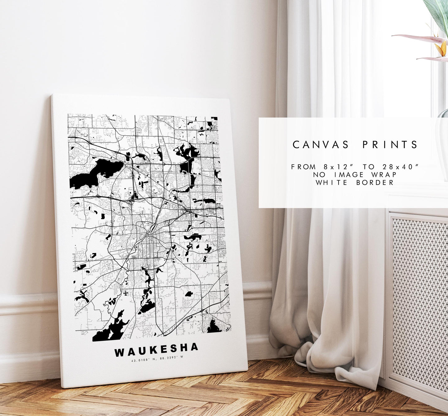 Waukesha Map Print - City Map Poster - Map Art - USA City Maps - Waukesha Print - Waukesha Poster - Minimalist City Map - Wisconsin