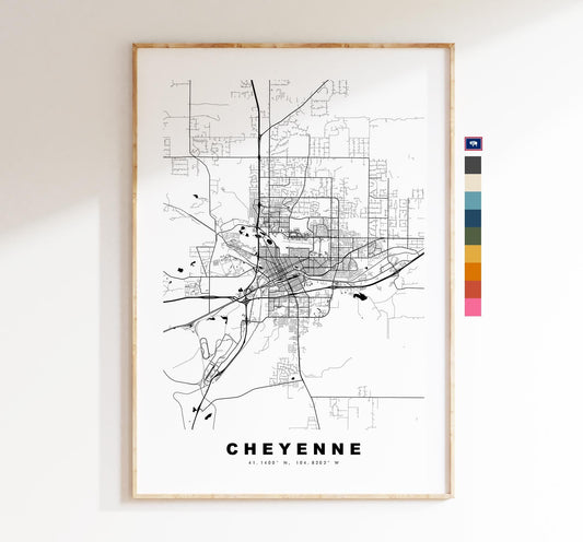 Cheyenne Map Print - City Map Poster - Map Art - USA City Maps - Cheyenne Print - Cheyenne Poster - Minimalist City Map - Wyoming