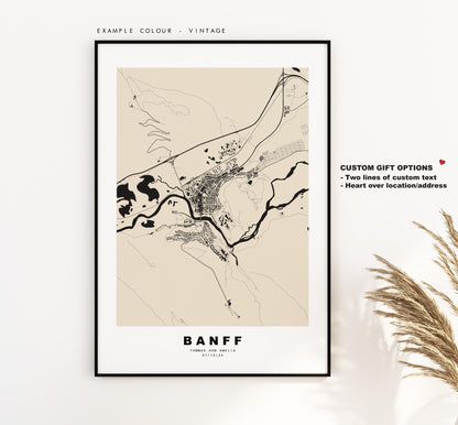 Banff Map Print - City Map Poster - Map Art - Map Wall Art - Canada City Maps - Banff Print - Banff Poster - Minimalist City Map