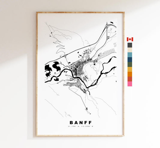 Banff Map Print - City Map Poster - Map Art - Map Wall Art - Canada City Maps - Banff Print - Banff Poster - Minimalist City Map