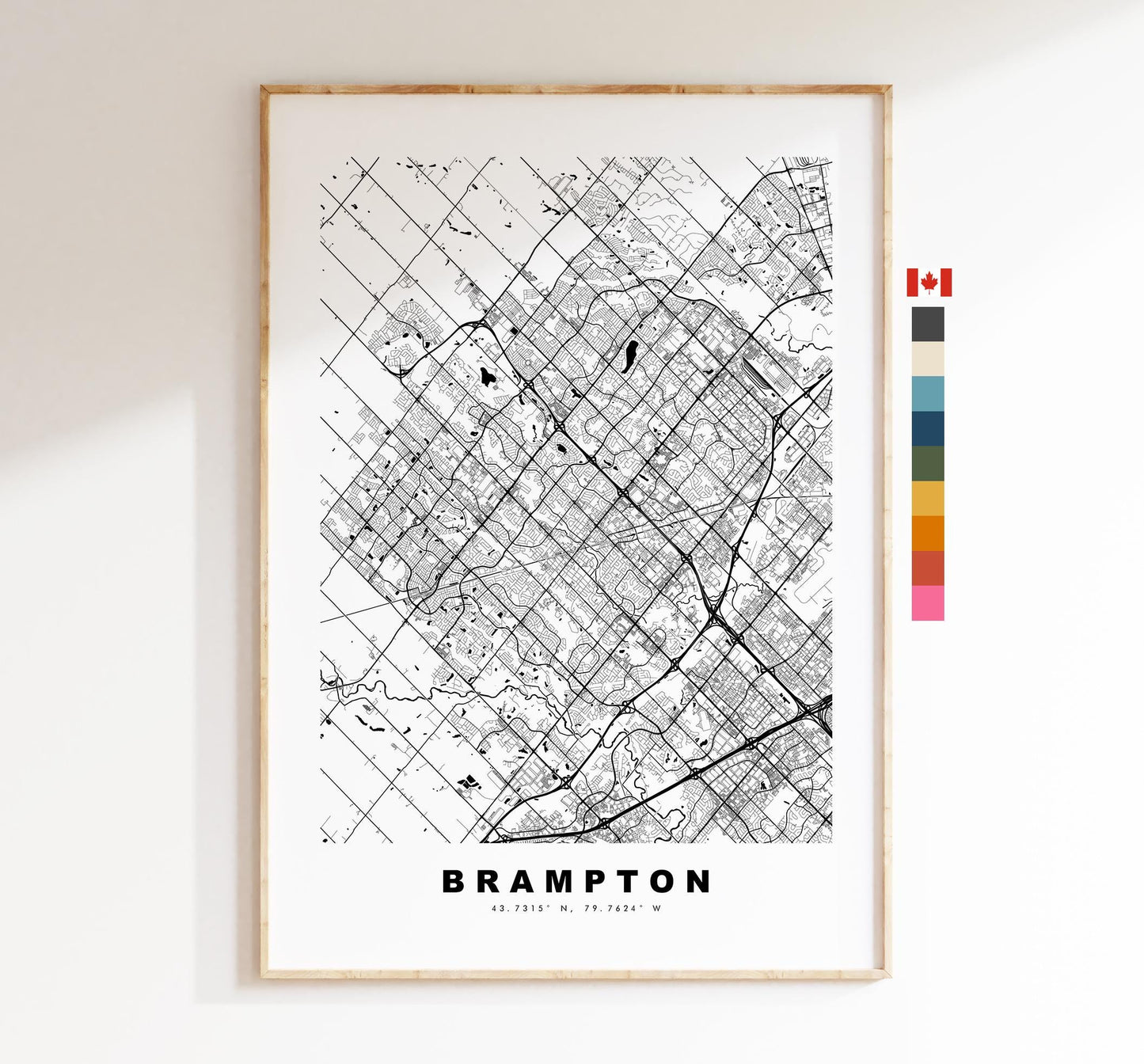 Brampton Map Print - City Map Poster - Map Art - Map Wall Art - Canada City Maps - Brampton Print - Brampton Poster - Minimalist City Map