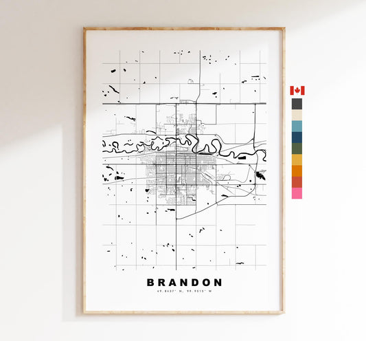 Brandon Map Print (Canada) - City Map Poster - Map Art - Map Wall Art - Canada City Maps - Brandon Print - Poster - Minimalist City Map