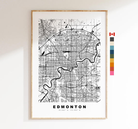 Edmonton Map Print - City Map Poster - Map Art - Map Wall Art - Canada City Maps - Edmonton Print - Edmonton Poster - Minimalist City Map