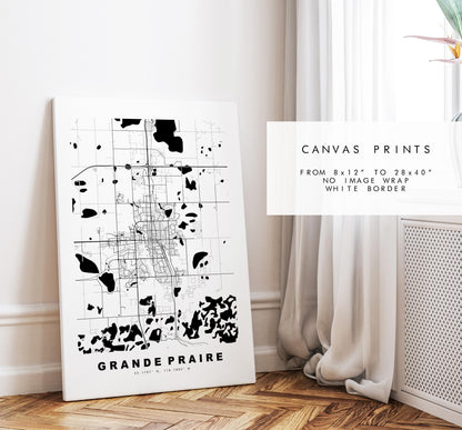 Grande Praire Map Print - City Map Poster - Map Art - Map Wall Art - Canada City Maps - Grande Praire Print - Poster - Minimalist City Map