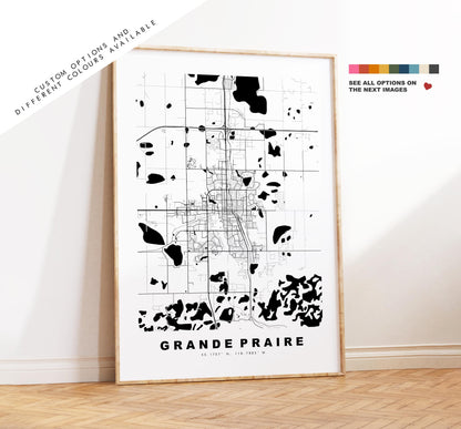 Grande Praire Map Print - City Map Poster - Map Art - Map Wall Art - Canada City Maps - Grande Praire Print - Poster - Minimalist City Map