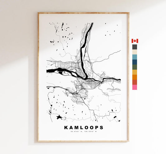 Kamloops Map Print - City Map Poster - Map Art - Map Wall Art - Canada City Maps - Kamloops Print - Kamloops Poster - Minimalist City Map