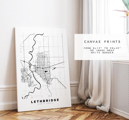 Lethbridge Map Print - City Map Poster - Map Art - Map Wall Art - Canada City Maps - Lethbridge Print - Poster - Minimalist City Map