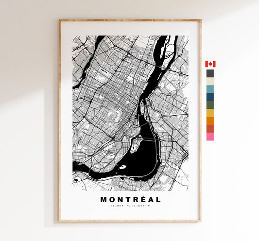 Montreal Map Print - City Map Poster - Map Art - Map Wall Art - Canada City Maps - Montréal Print - Montréal Poster - Minimalist City Map