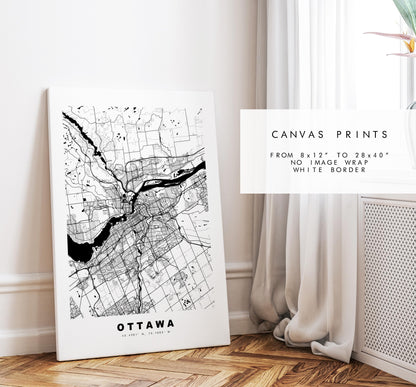 Ottawa Map Print - City Map Poster - Map Art - Map Wall Art - Canada City Maps - Ottawa Print - Ottawa Poster - Minimalist City Map