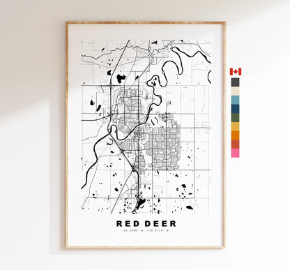 Red Deer Map Print - City Map Poster - Map Art - Map Wall Art - Canada City Maps - Red Deer Print - Red Deer Poster - Minimalist City Map