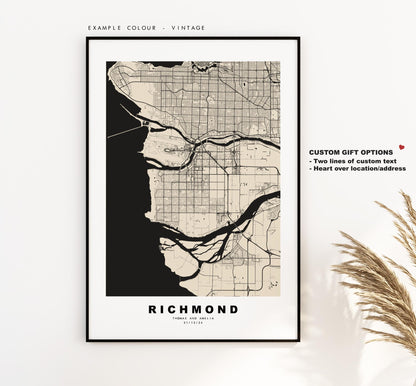 Richmond Map Print (Canada) - City Map Poster - Map Art - Map Wall Art - Canada City Maps - Richmond Print - Poster - Minimalist City Map